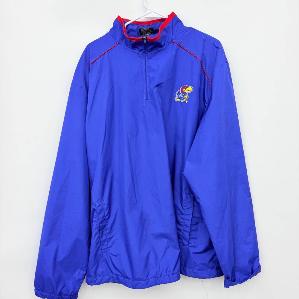 Colosseum Athletics Kansas Jayhawks KU Windbreaker Pullover Mens XXL Blue
